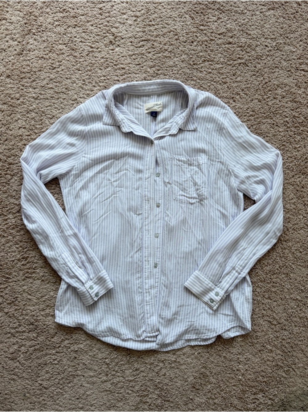 Universal Thread Light Purple Striped Long-Sleeve Button-Up Shirt